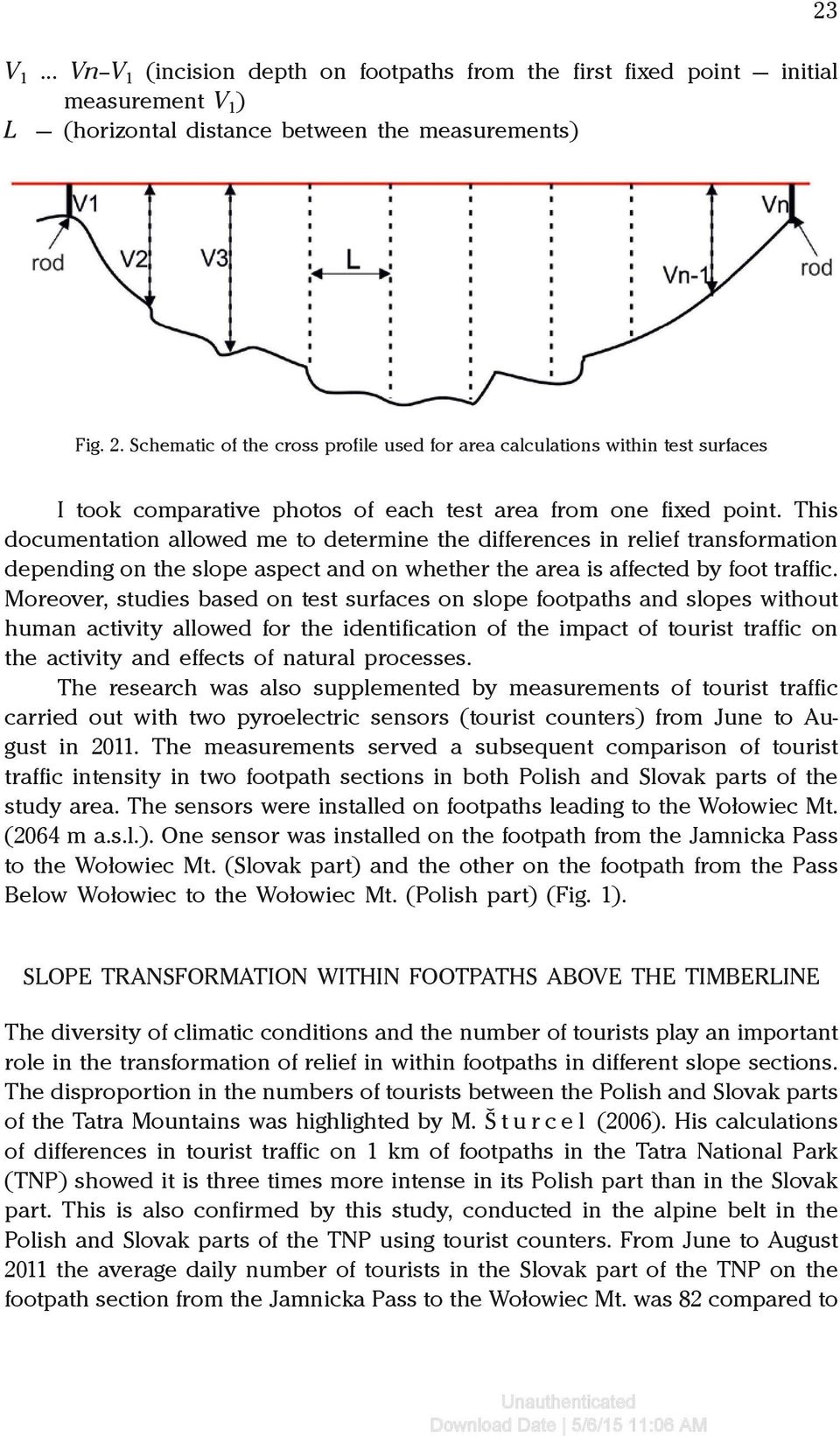 This documentation allowed me to determine the differences in relief transformation depending on the slope aspect and on whether the area is affected by foot traffic.