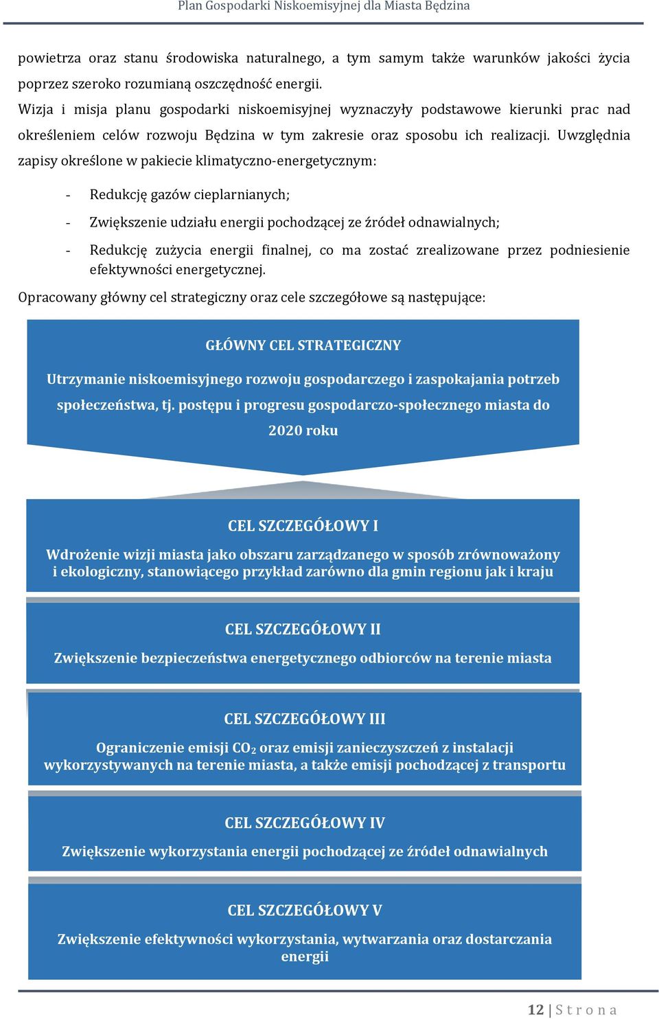 Uwzględnia zapisy określone w pakiecie klimatyczno-energetycznym: - Redukcję gazów cieplarnianych; - Zwiększenie udziału energii pochodzącej ze źródeł odnawialnych; - Redukcję zużycia energii