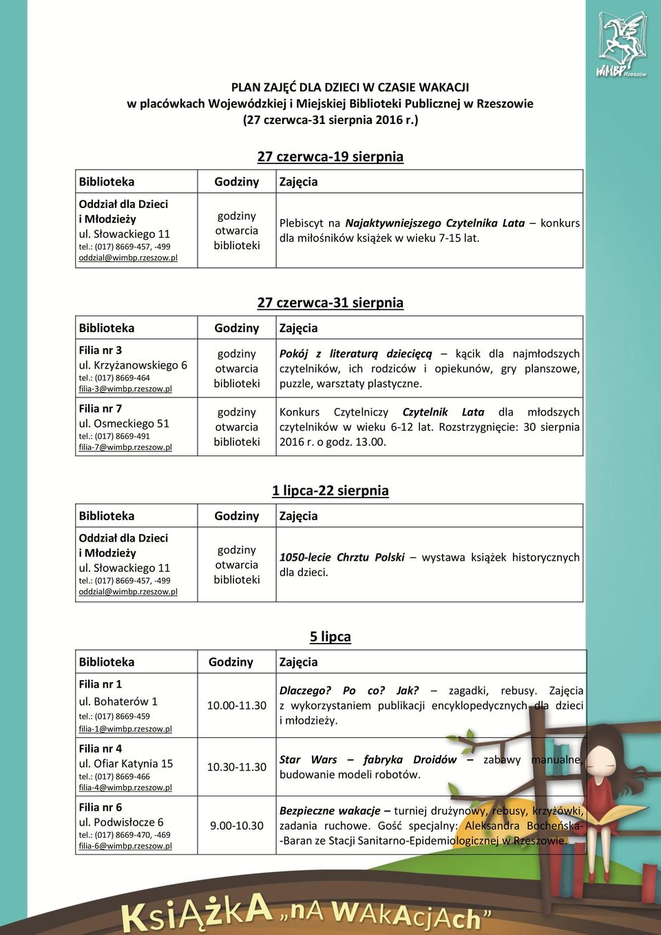Osmeckiego 51 tel.: (017) 8669-491 filia-7@wimbp.rzeszow.