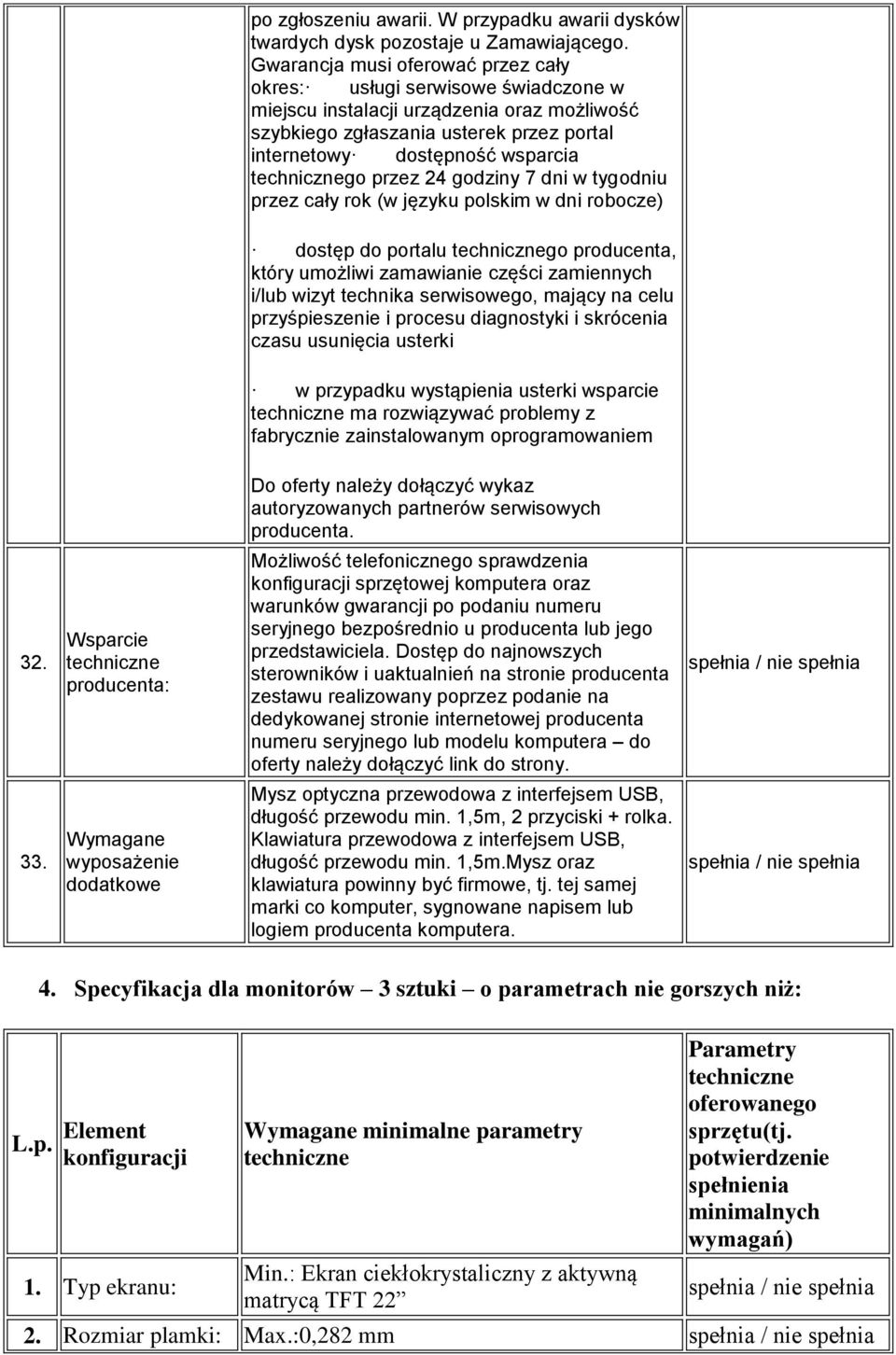technicznego przez 24 godziny 7 dni w tygodniu przez cały rok (w języku polskim w dni robocze) dostęp do portalu technicznego producenta, który umożliwi zamawianie części zamiennych i/lub wizyt
