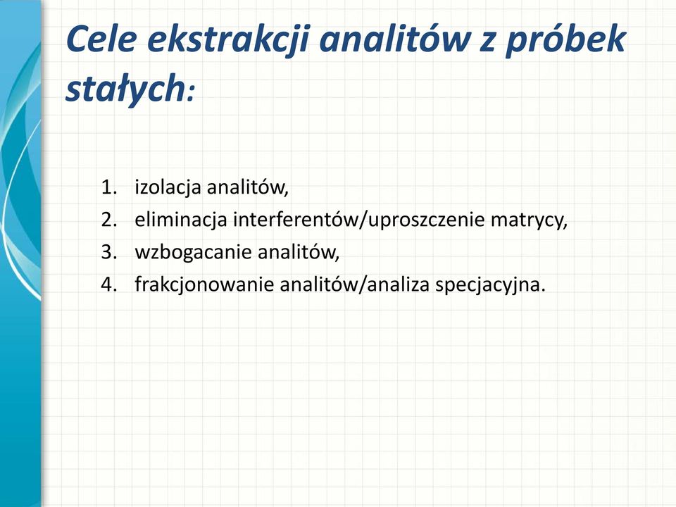 eliminacja interferentów/uproszczenie matrycy,