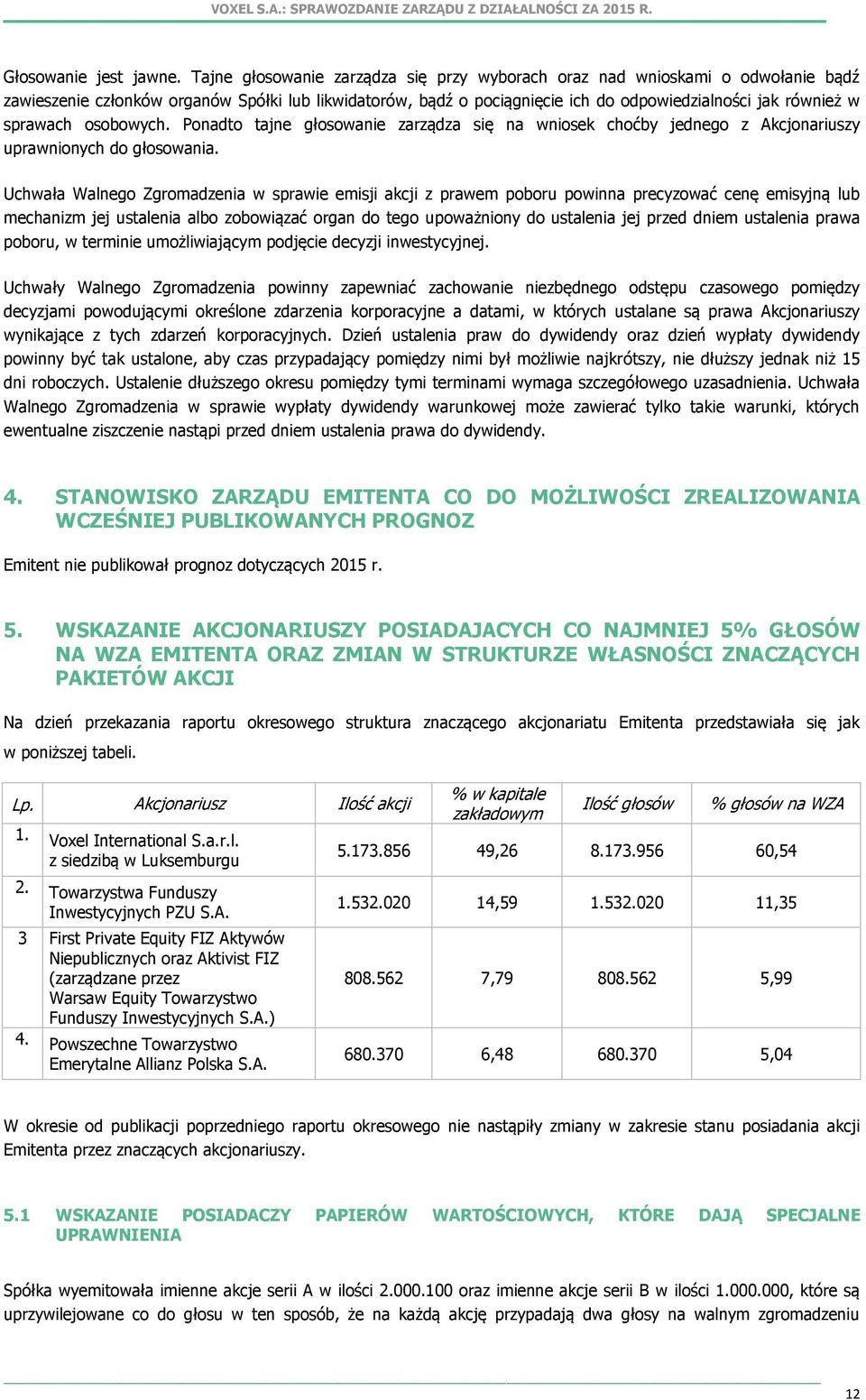 sprawach osobowych. Ponadto tajne głosowanie zarządza się na wniosek choćby jednego z Akcjonariuszy uprawnionych do głosowania.