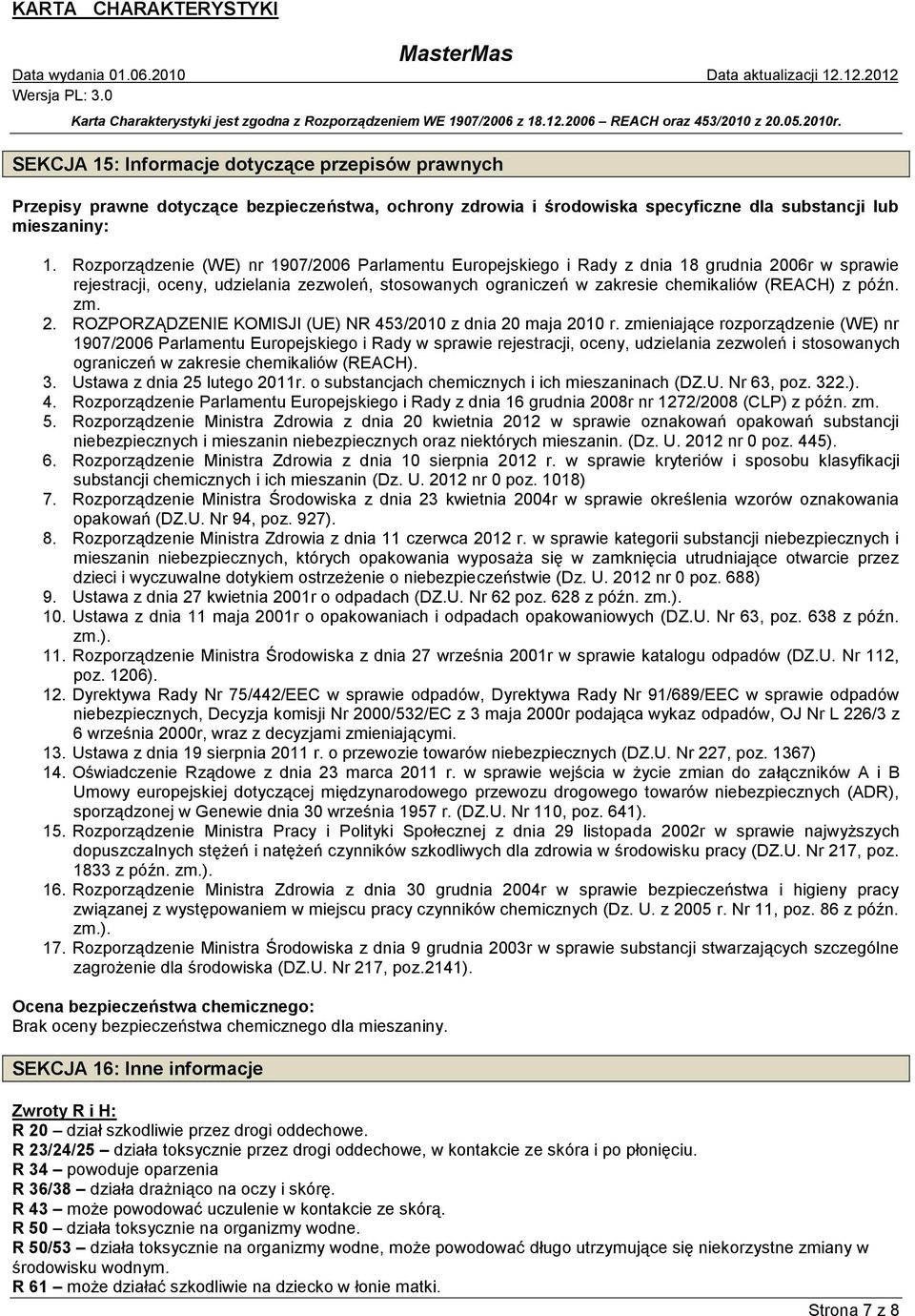 późn. zm. 2. ROZPORZĄDZENIE KOMISJI (UE) NR 453/2010 z dnia 20 maja 2010 r.