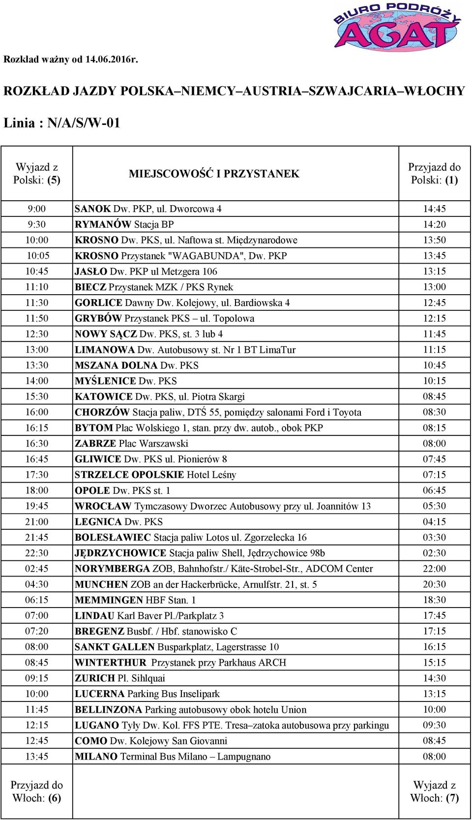 Bardiowska 4 12:45 11:50 GRYBÓW Przystanek PKS ul. Topolowa 12:15 12:30 NOWY SĄCZ Dw. PKS, st. 3 lub 4 11:45 13:00 LIMANOWA Dw. Autobusowy st.