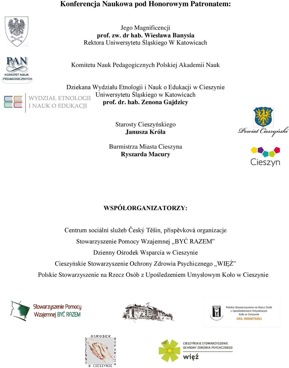 Uniwersytetu Śląskiego w Katowicach prof. dr. hab.