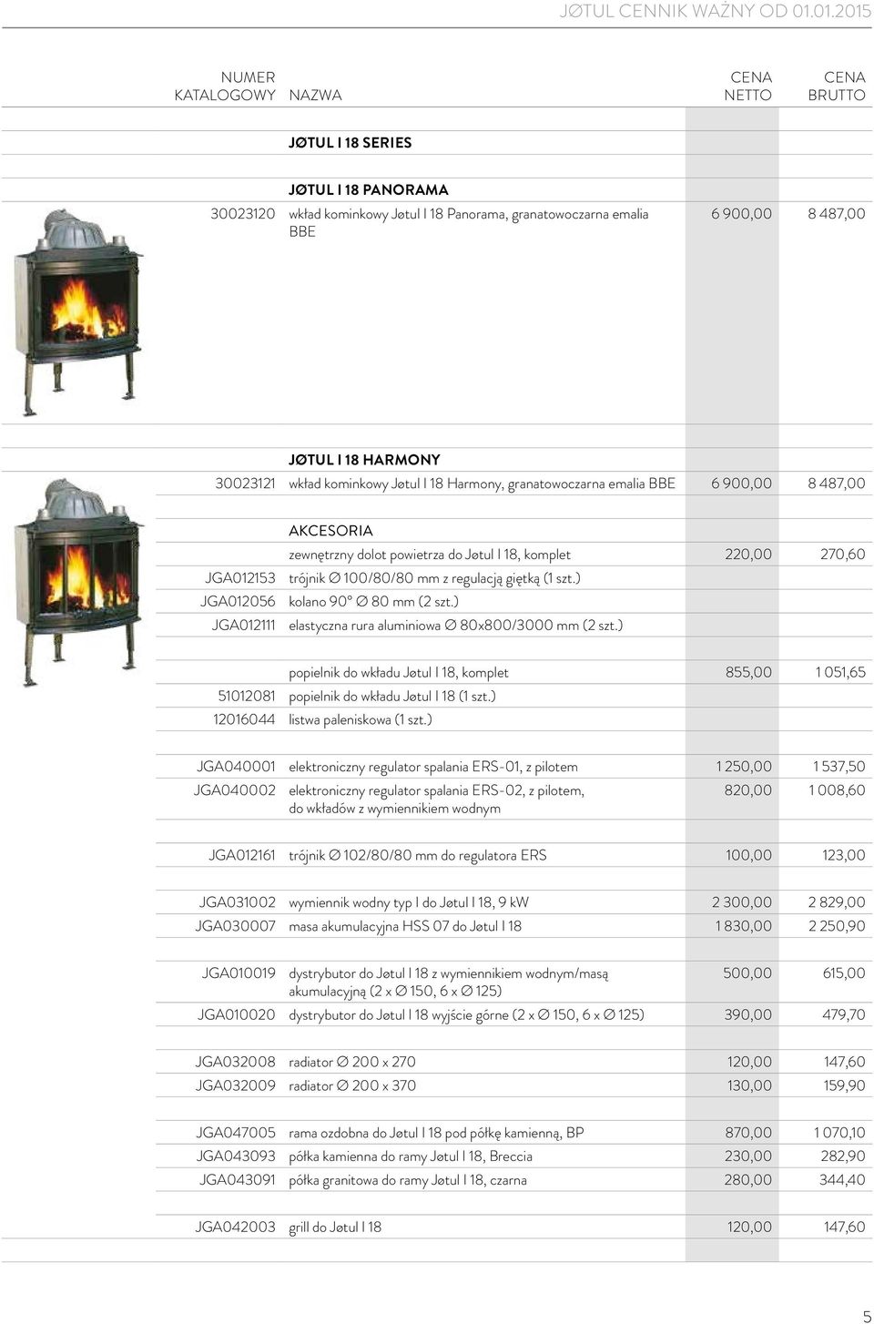 ) kolano 90 Ø 80 mm (2 szt.) elastyczna rura aluminiowa Ø 80x800/3000 mm (2 szt.) popielnik do wkładu Jøtul I 18, komplet 855,00 1 051,65 51012081 popielnik do wkładu Jøtul I 18 (1 szt.