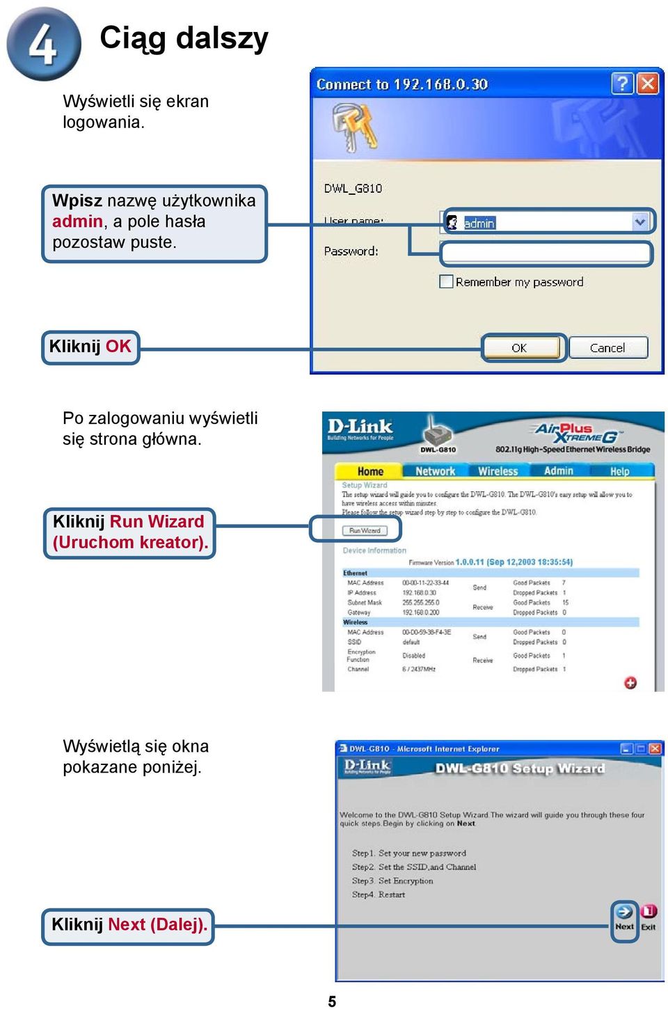 Kliknij OK Po zalogowaniu wyświetli się strona główna.