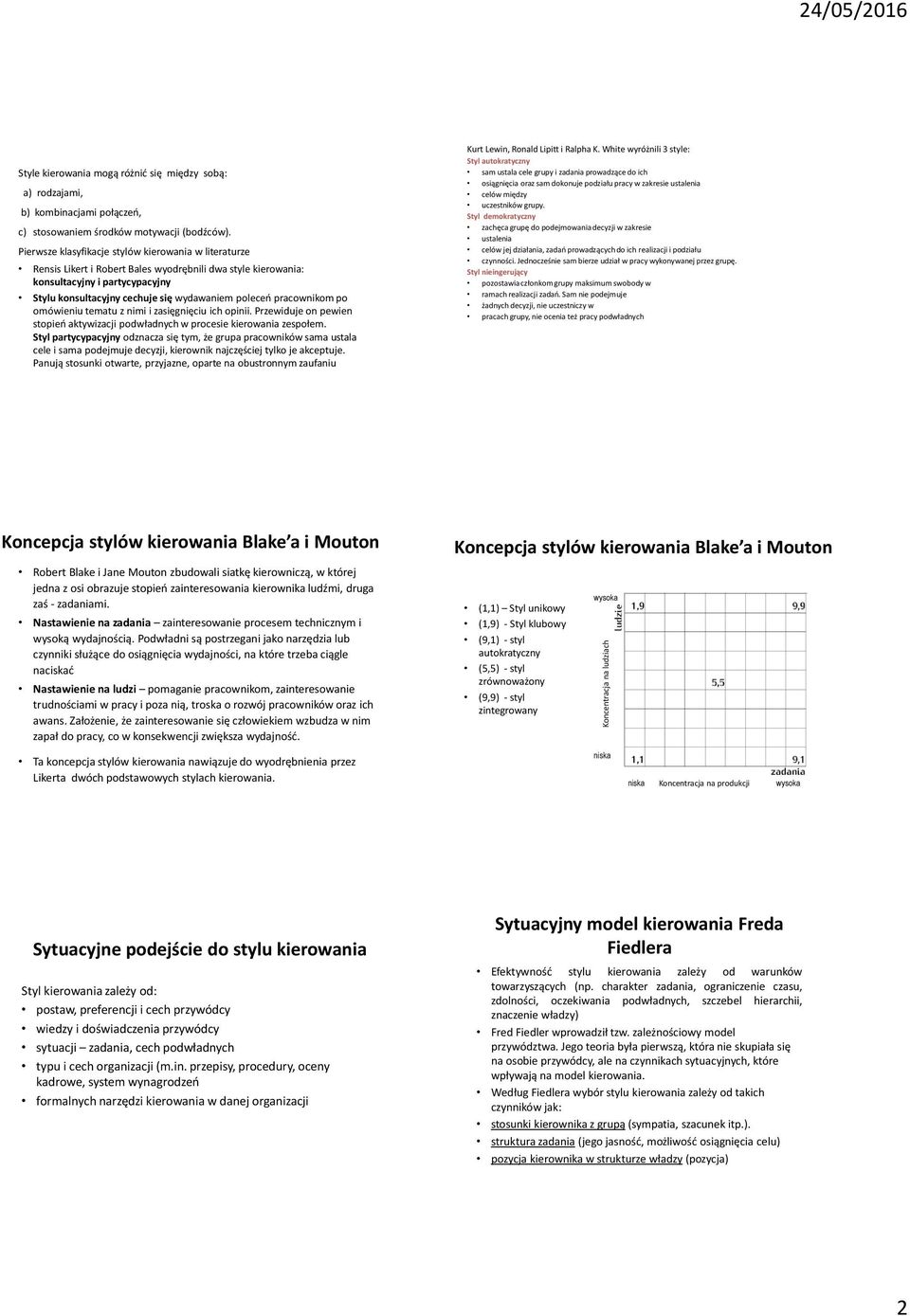 tematu z nimi i zasięgnięciu ich opinii. Przewiduje on pewien stopień aktywizacji podwładnych w procesie zespołem.