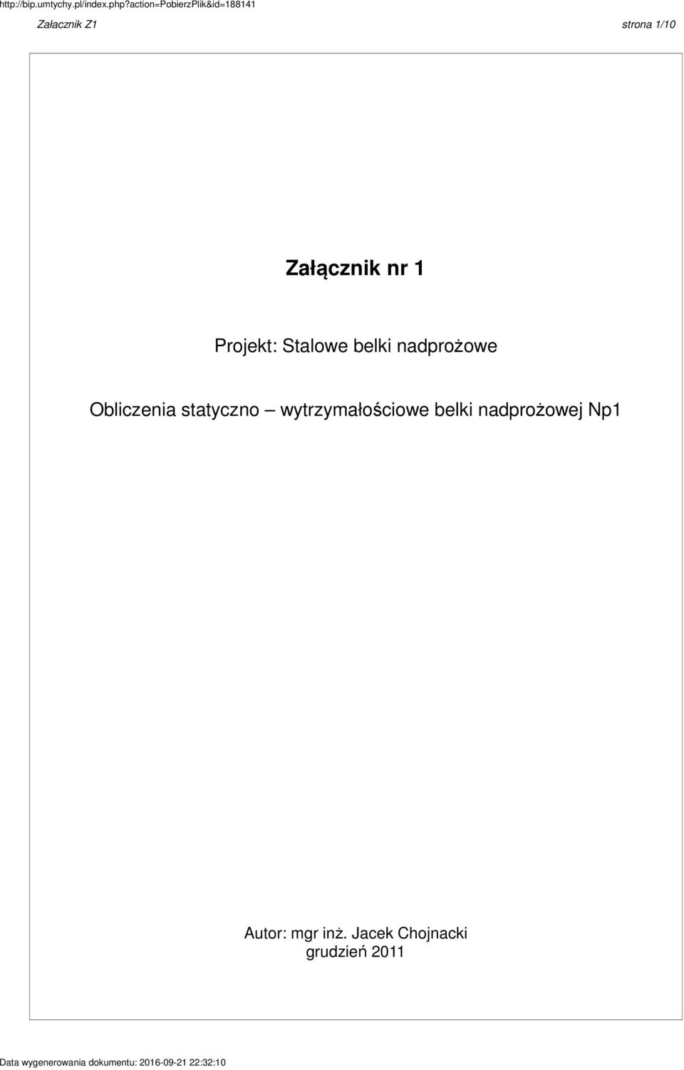 statyczno wytrzymałościowe belki nadprożowej