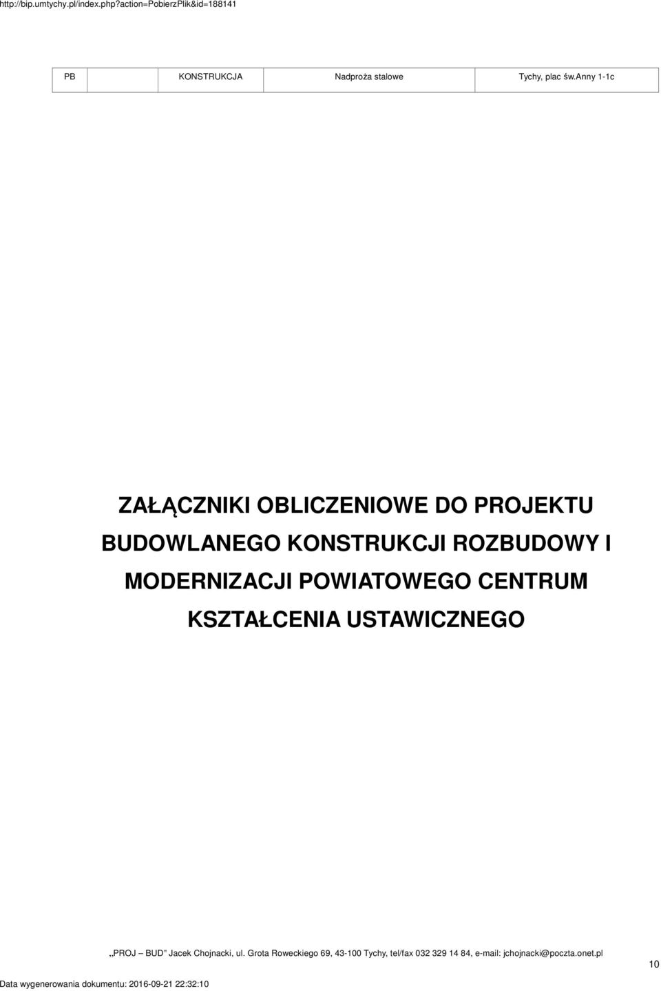 ROZBUDOWY I MODERNIZACJI POWIATOWEGO CENTRUM KSZTAŁCENIA USTAWICZNEGO PROJ