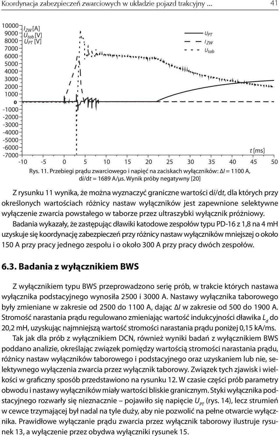 Wynik próby negatywny [2] Z rysunku 11 wynika, że można wyznaczyć graniczne wartości di/dt, dla których przy określonych wartościach różnicy nastaw wyłączników jest zapewnione selektywne wyłączenie