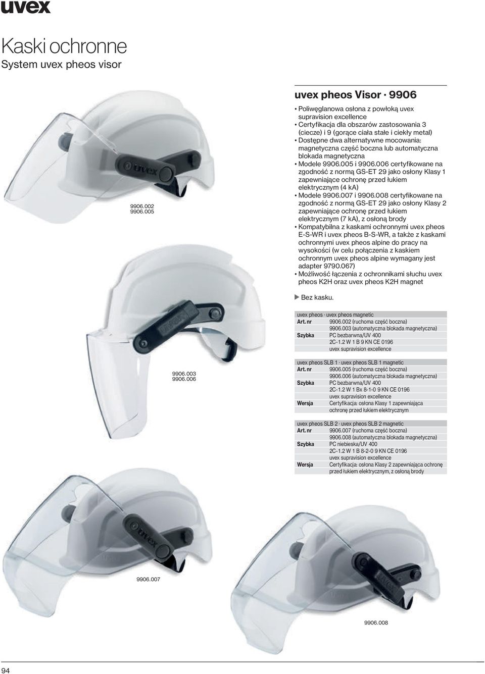 alternatywne mocowania: magnetyczna część boczna lub automatyczna blokada magnetyczna Modele 9906.005 i 9906.