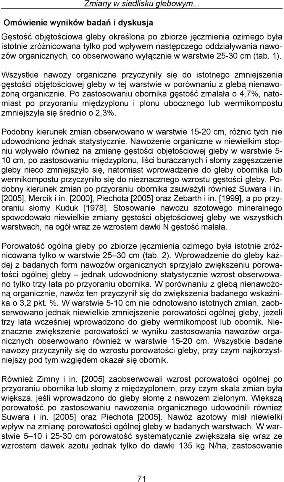 co obserwowano wyłącznie w warstwie 25-30 cm (tab. 1).