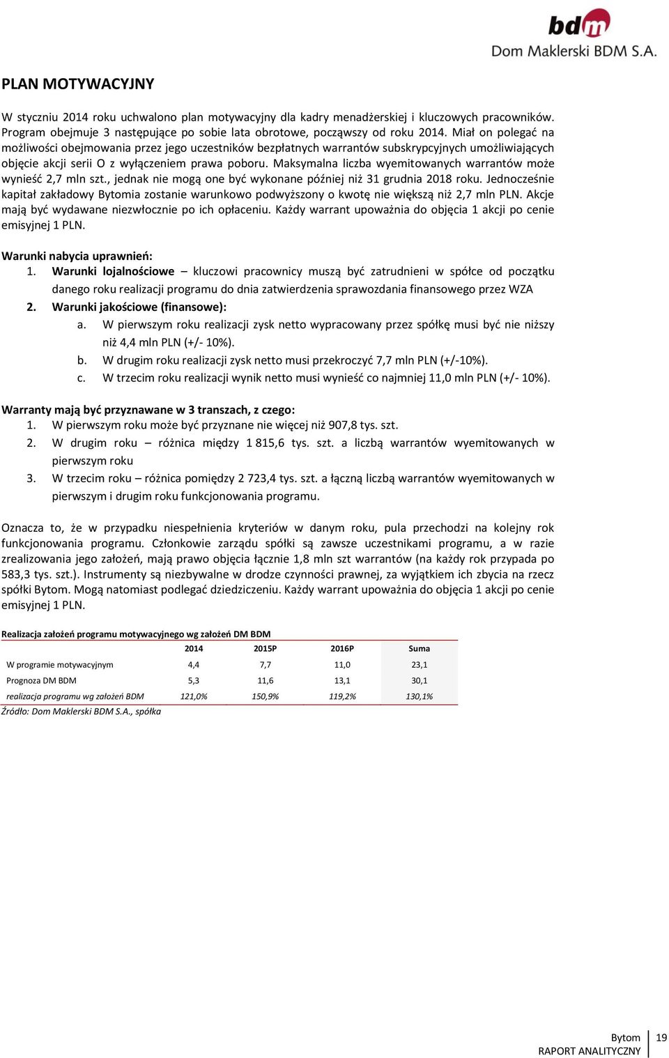 Maksymalna liczba wyemitowanych warrantów może wynieść 2,7 mln szt., jednak nie mogą one być wykonane później niż 31 grudnia 218 roku.