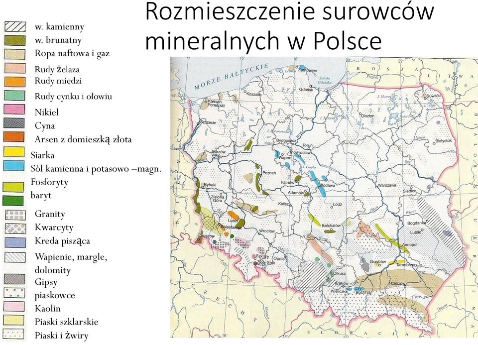 Arsen z domieszką złota Siarka Sól kamienna i potasowo magn.