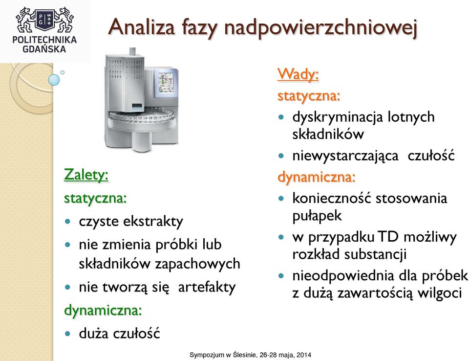 dyskryminacja lotnych składników niewystarczająca czułość dynamiczna: konieczność stosowania