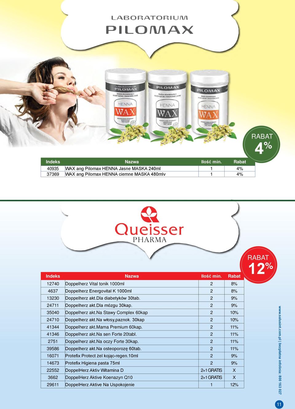 30kap 2 0% 4344 Doppelherz akt.mama Premium 60kap. 2 % 4346 Doppelherz akt.na sen Forte 20tabl. 2 % 27 Doppelherz akt.na oczy Forte 30kap. 2 % 3986 Doppelherz akt.na osteoporozę 60tab.