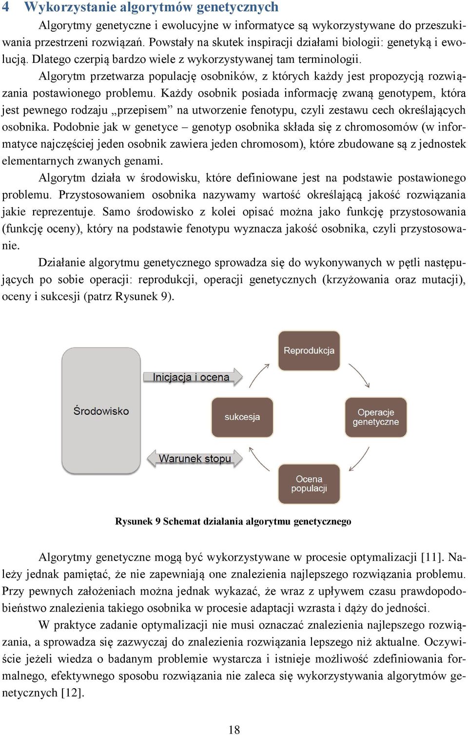 Algorytm przetwarza populację osobników, z których każdy jest propozycją rozwiązania postawionego problemu.