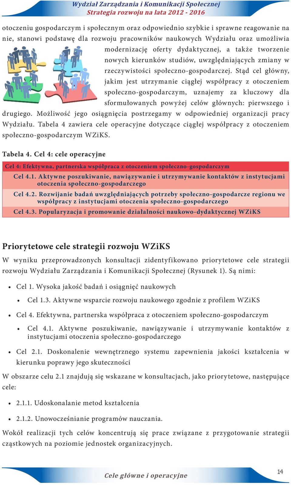 Stąd cel główny, jakim jest utrzymanie j współpracy z otoczeniem społeczno-gospodarczym, uznajemy za kluczowy dla sformułowanych powyżej celów głównych: pierwszego i drugiego.