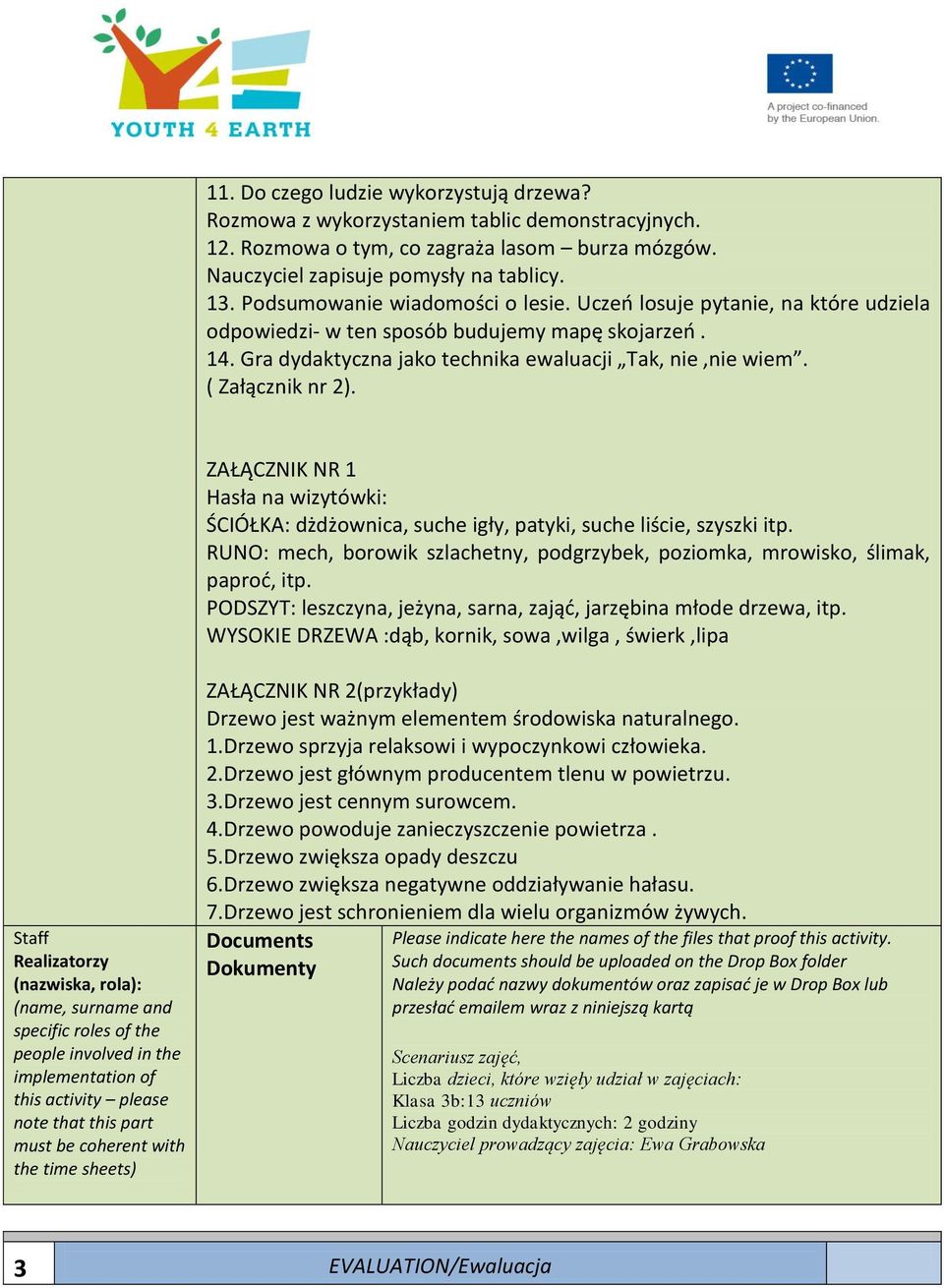 ( Załącznik nr 2). ZAŁĄCZNIK NR 1 Hasła na wizytówki: ŚCIÓŁKA: dżdżownica, suche igły, patyki, suche liście, szyszki itp.