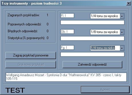 Sprzętowo-programowy symulator błędów intonacyjnych 87 Rysunek 4.15: Ćwiczenie 6 4.4.1.2. Kategorie błędów intonacyjnych Tabela 4.