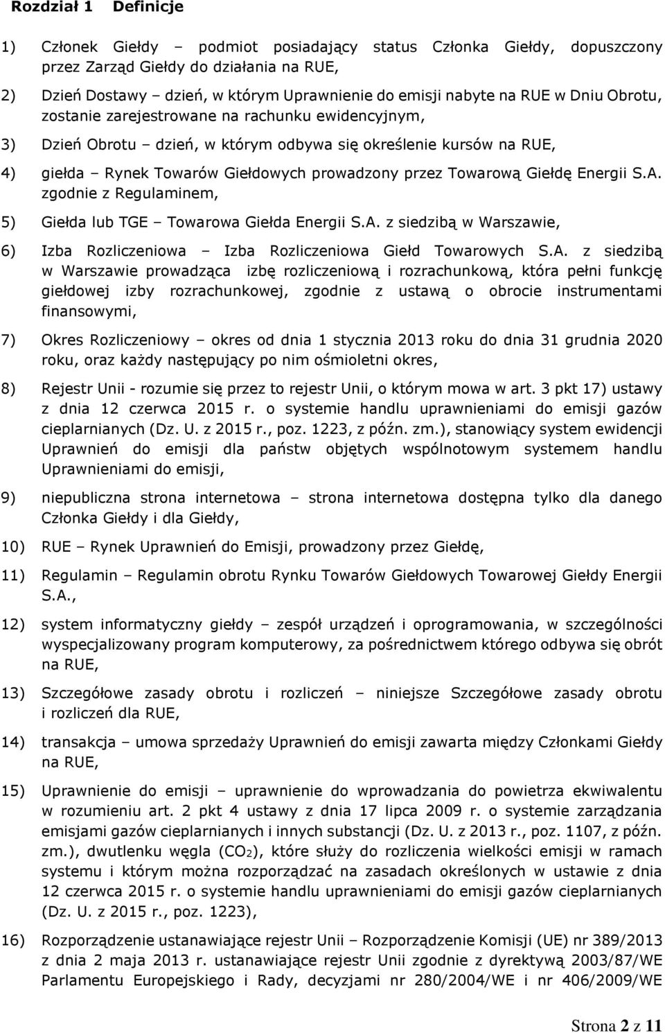 Giełdę Energii S.A.