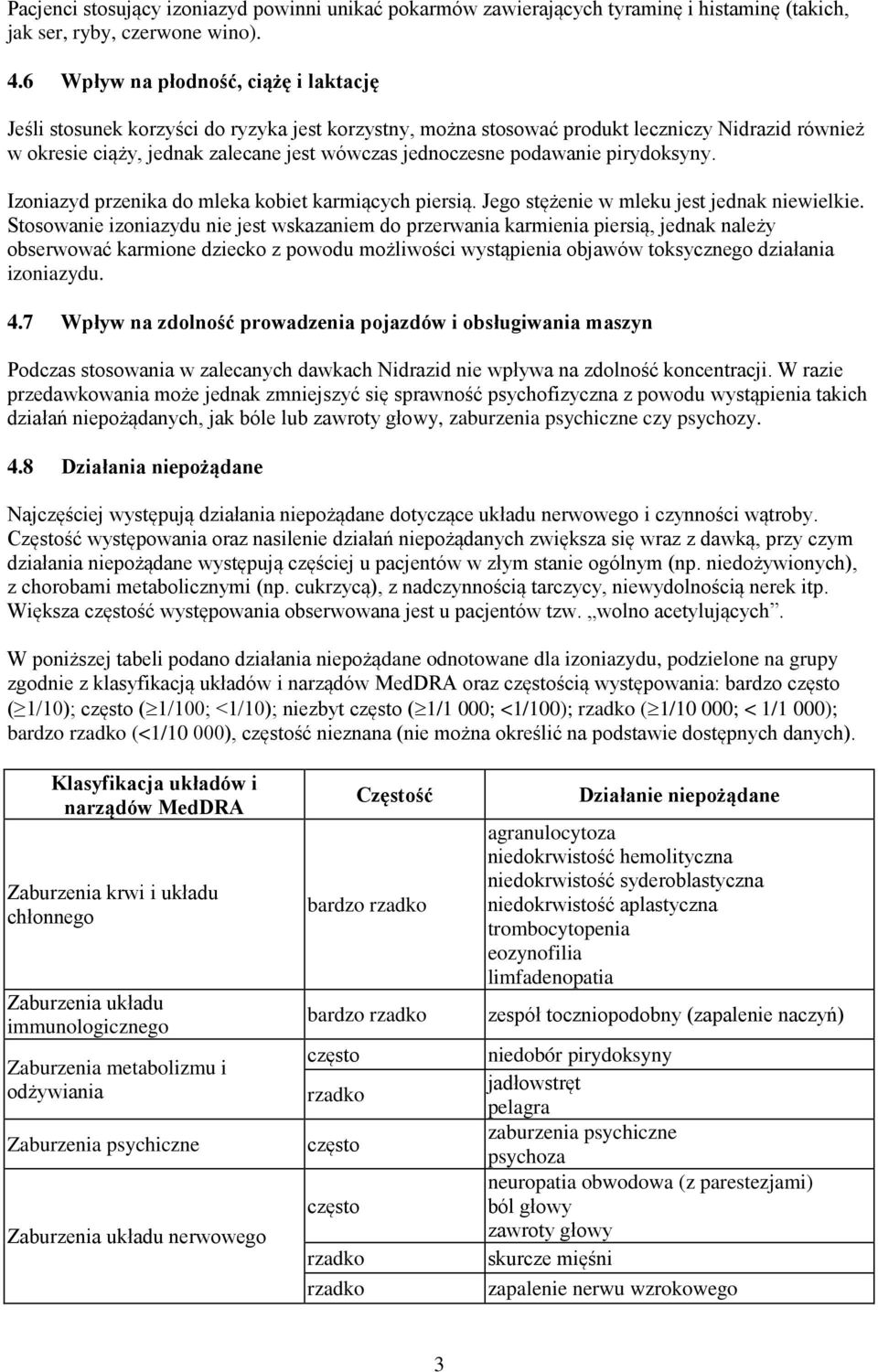 podawanie pirydoksyny. Izoniazyd przenika do mleka kobiet karmiących piersią. Jego stężenie w mleku jest jednak niewielkie.