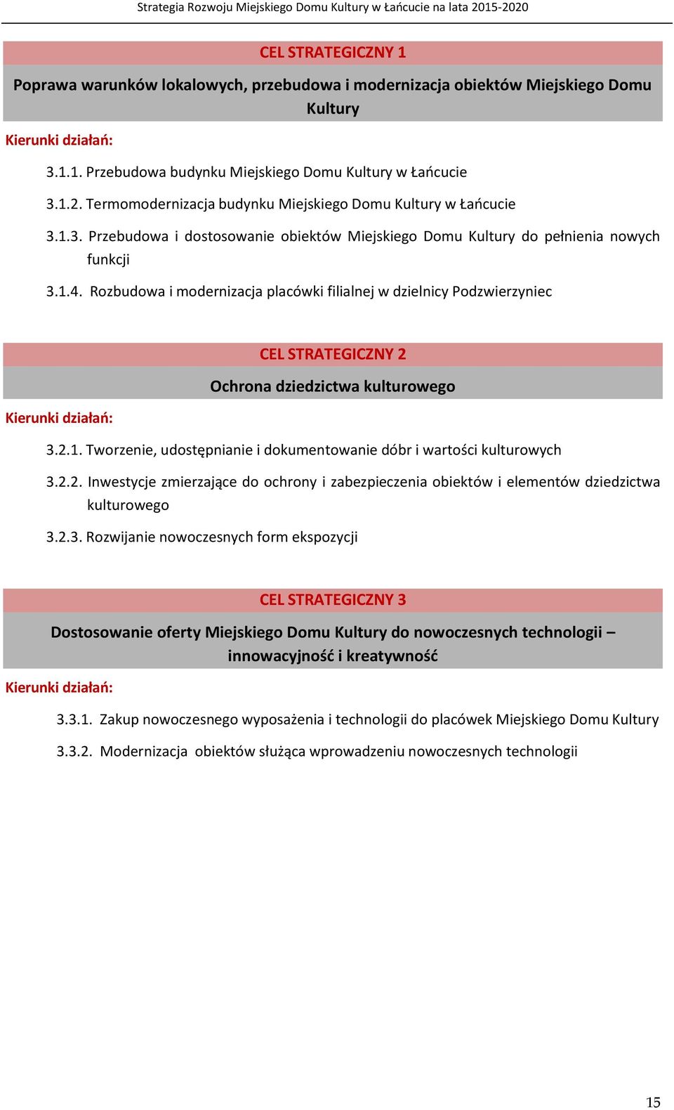 Rozbudowa i modernizacja placówki filialnej w dzielnicy Podzwierzyniec CEL STRATEGICZNY 2 Ochrona dziedzictwa kulturowego Kierunki działań: 3.2.1.