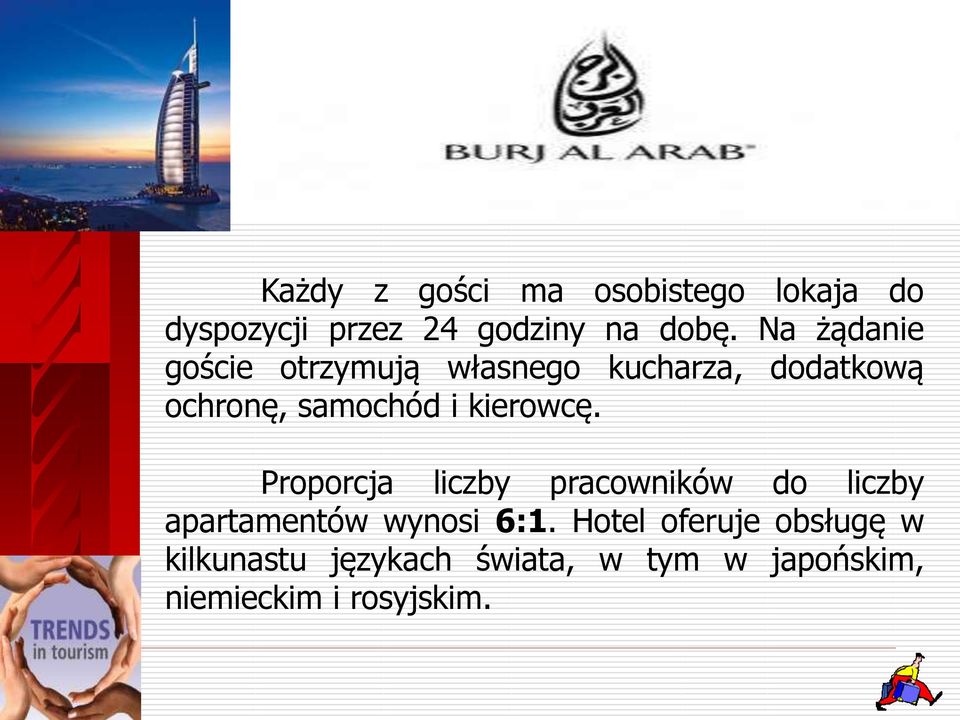 kierowcę. Proporcja liczby pracowników do liczby apartamentów wynosi 6:1.