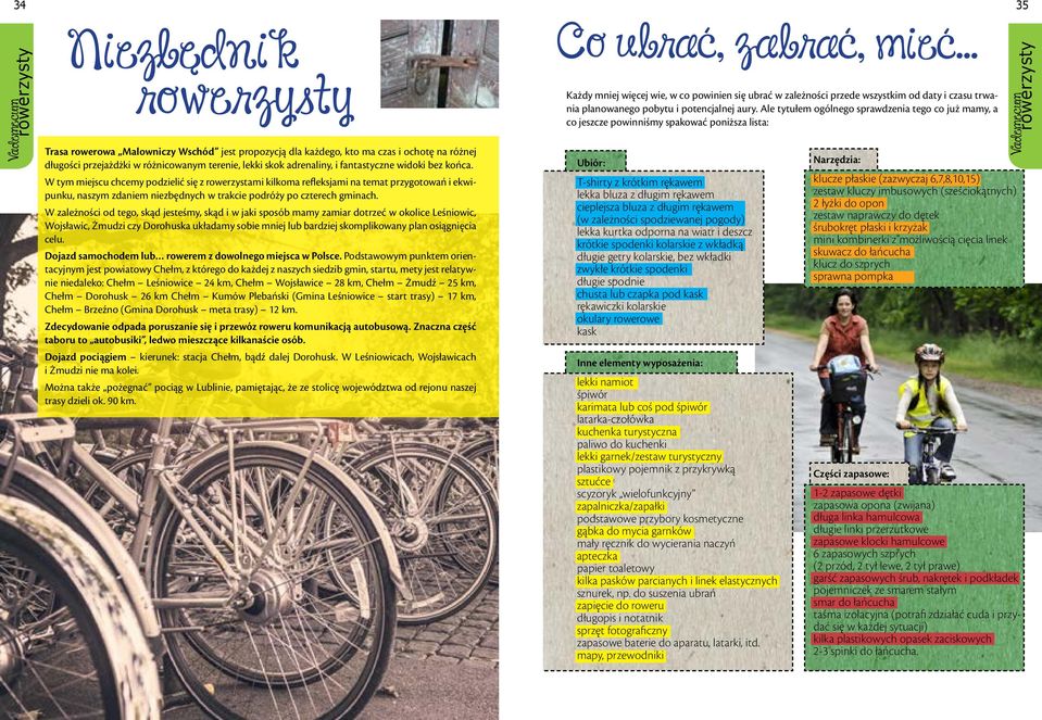 W tym miejscu chcemy podzielić się z rowerzystami kilkoma refleksjami na temat przygotowań i ekwipunku, naszym zdaniem niezbędnych w trakcie podróży po czterech gminach.