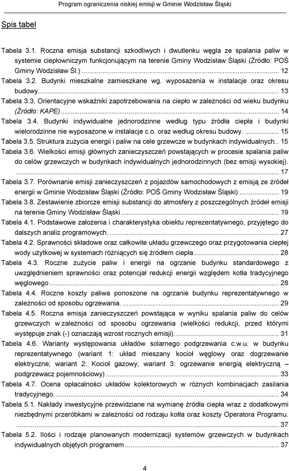 Tabela 3.2. Budynki mieszkalne zamieszkane wg. wyposażenia w instalacje oraz okresu budowy... 13 Tabela 3.3. Orientacyjne wskaźniki zapotrzebowania na ciepło w zależności od wieku budynku (Źródło: KAPE).