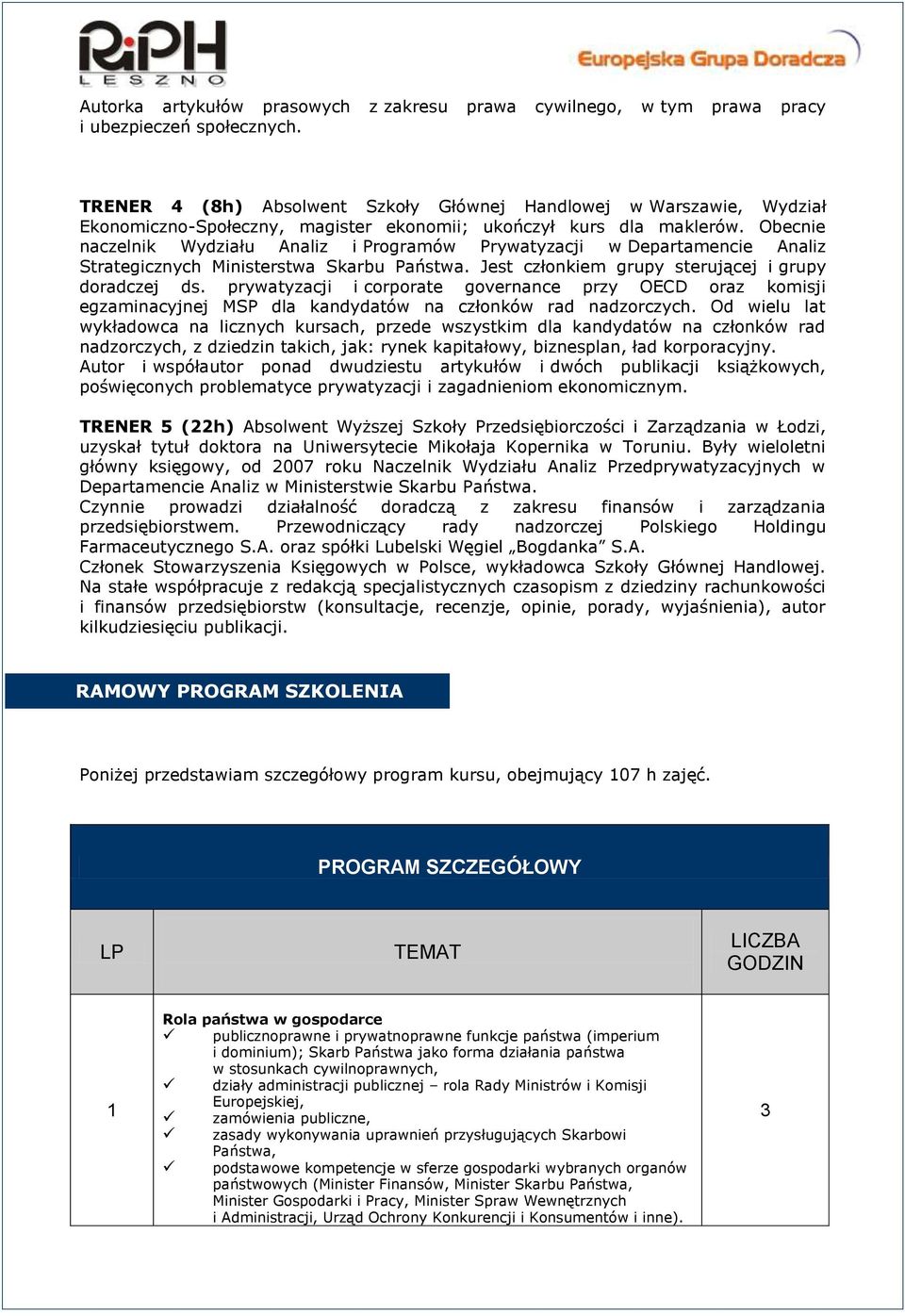 Obecnie naczelnik Wydziału Analiz i Programów Prywatyzacji w Departamencie Analiz Strategicznych Ministerstwa Skarbu Państwa. Jest członkiem grupy sterującej i grupy doradczej ds.
