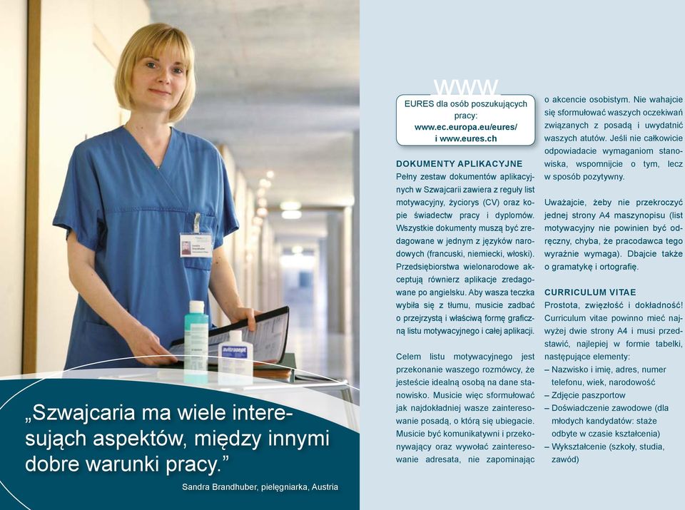 Wszystkie dokumenty muszą być zredagowane w jednym z języków narodowych (francuski, niemiecki, włoski). Przedsiębiorstwa wielonarodowe akceptują równierz aplikacje zredagowane po angielsku.