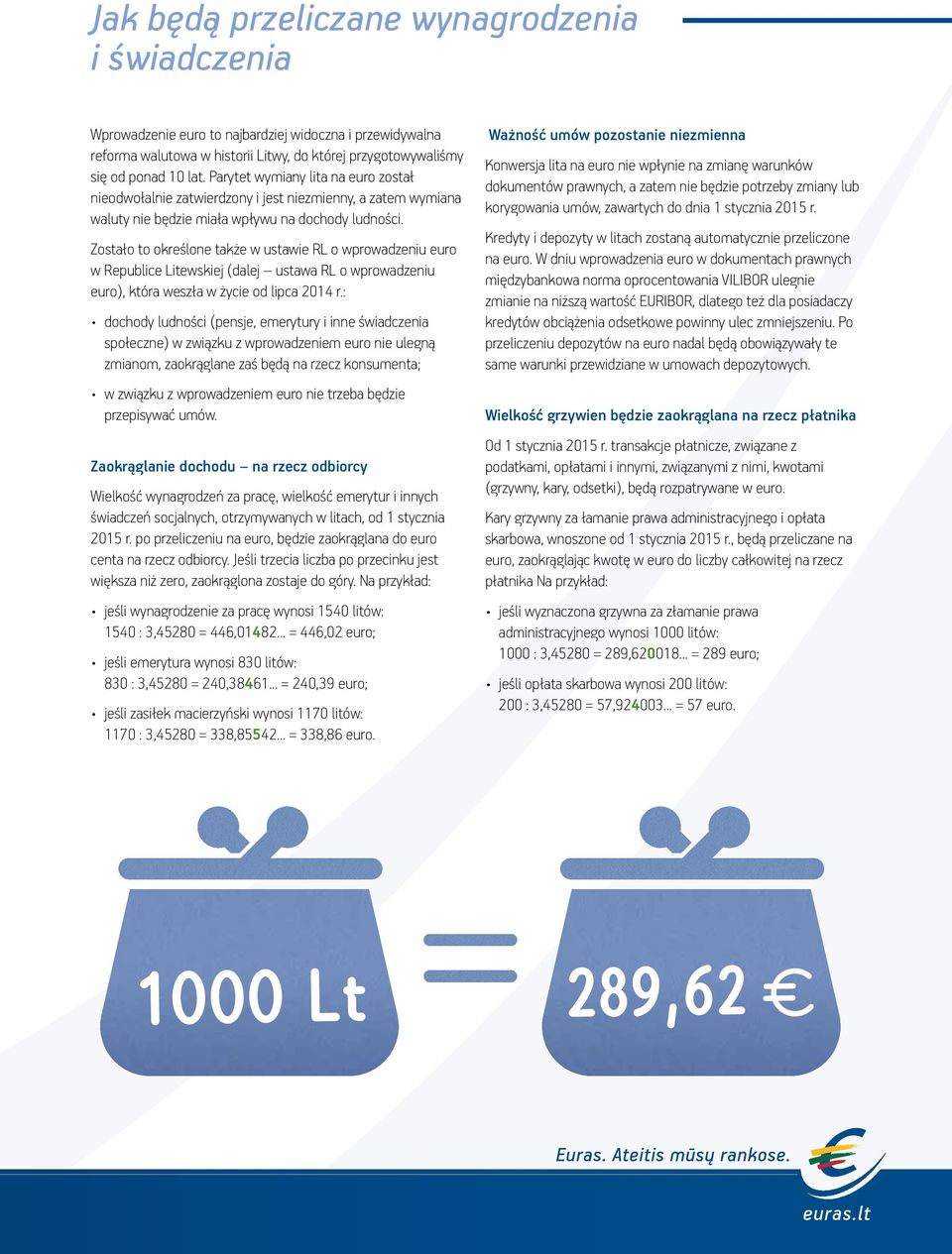 Zostało to określone także w ustawie RL o wprowadzeniu euro w Republice Litewskiej (dalej ustawa RL o wprowadzeniu euro), która weszła w życie od lipca 2014 r.