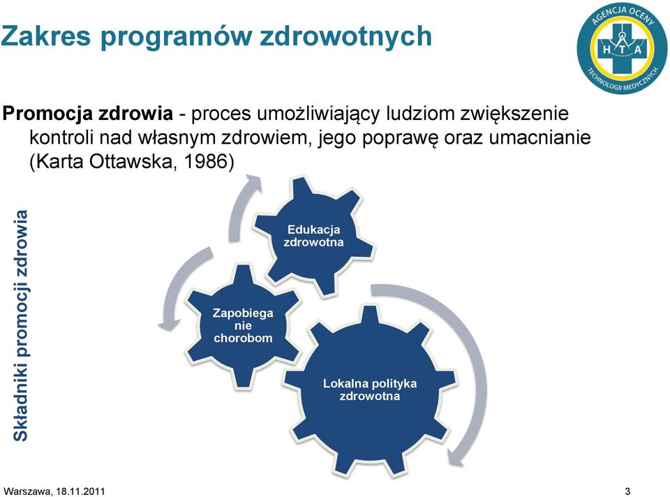 zdrowiem, jego poprawę oraz umacnianie (Karta Ottawska, 1986) Edukacja