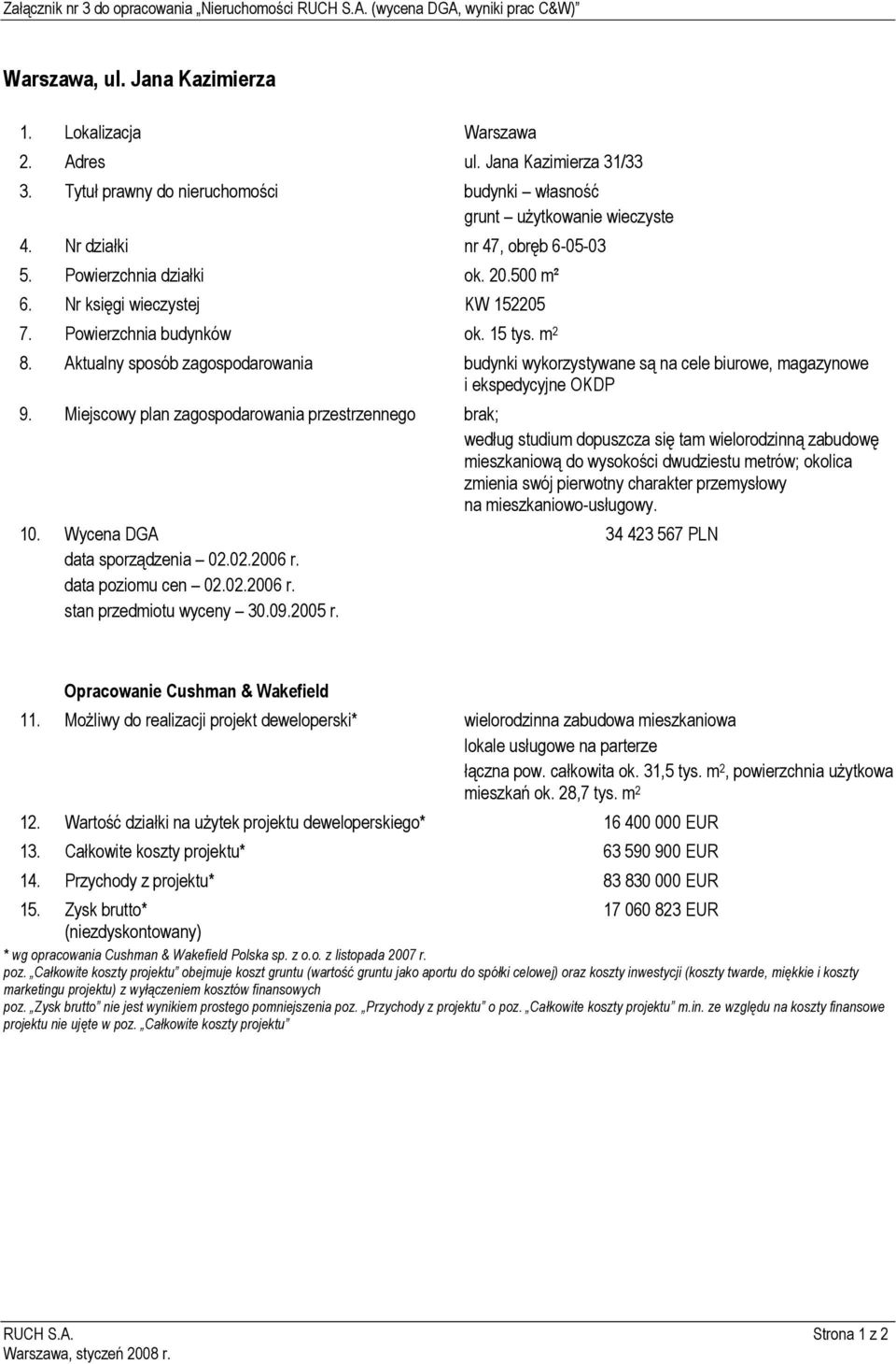 Powierzchnia budynków ok. 15 tys. m 2 8. Aktualny sposób zagospodarowania budynki wykorzystywane są na cele biurowe, magazynowe i ekspedycyjne OKDP 9.