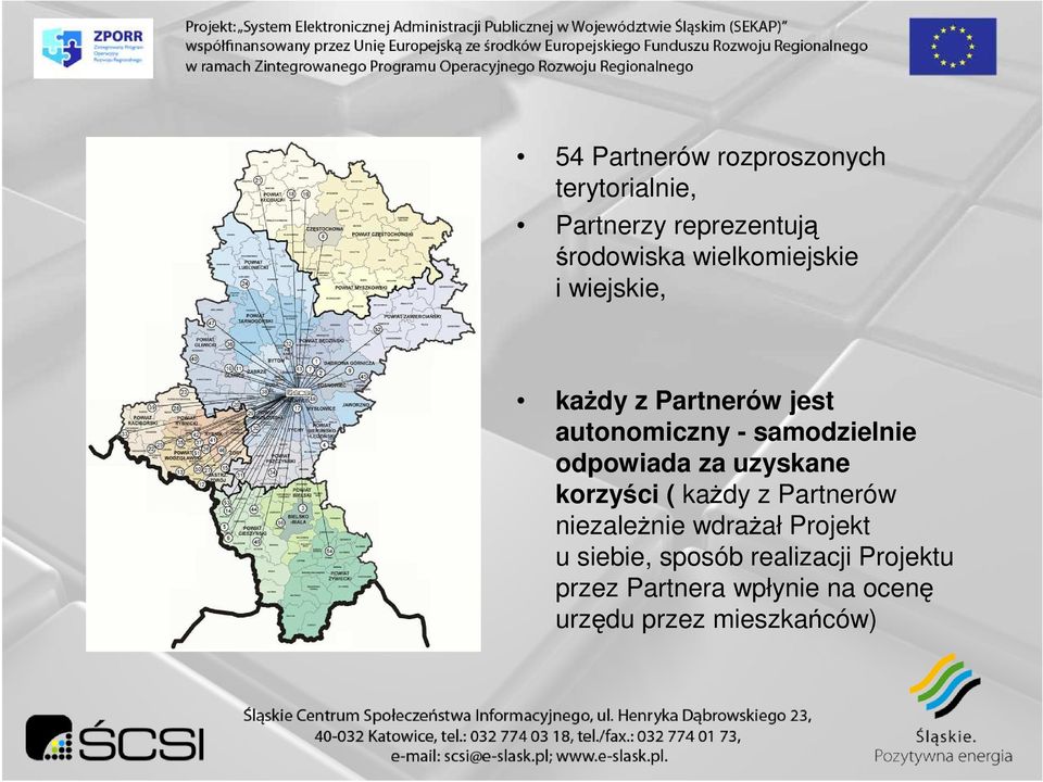 odpowiada za uzyskane korzyści ( kaŝdy z Partnerów niezaleŝnie wdraŝał Projekt u