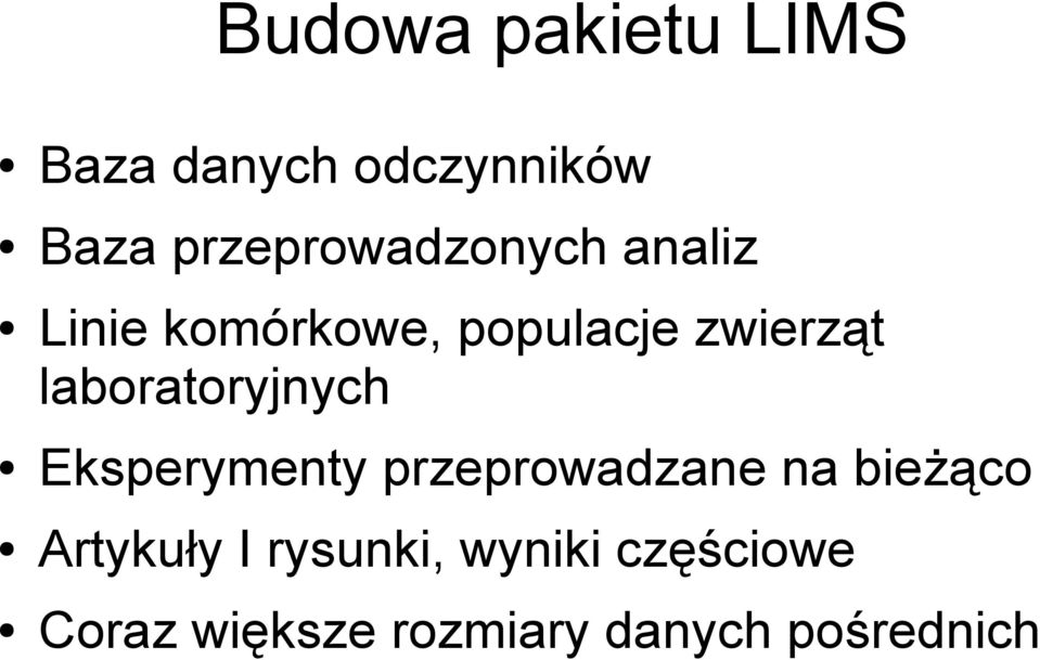 laboratoryjnych Eksperymenty przeprowadzane na bieżąco