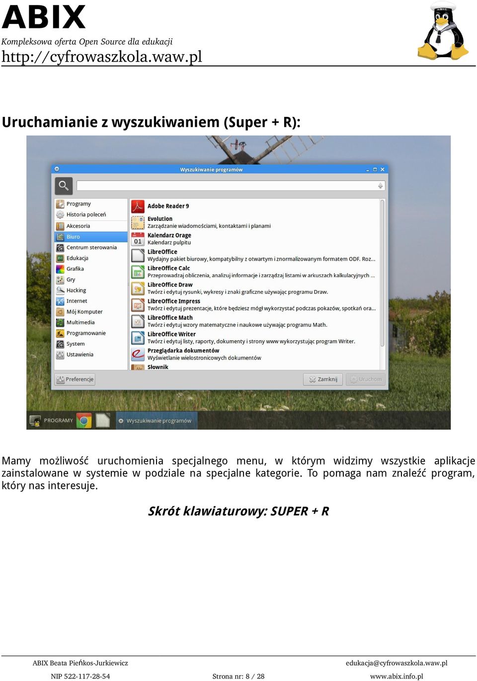 systemie w podziale na specjalne kategorie.