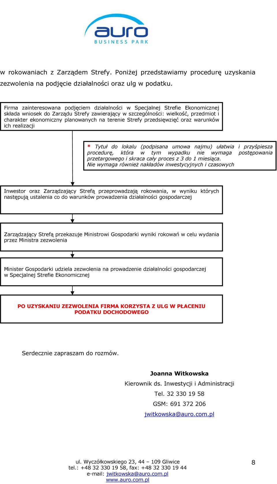 terenie Strefy przedsięwzięć oraz warunków ich realizacji * Tytuł do lokalu (podpisana umowa najmu) ułatwia i przyśpiesza procedurę, która w tym wypadku nie wymaga postępowania przetargowego i skraca