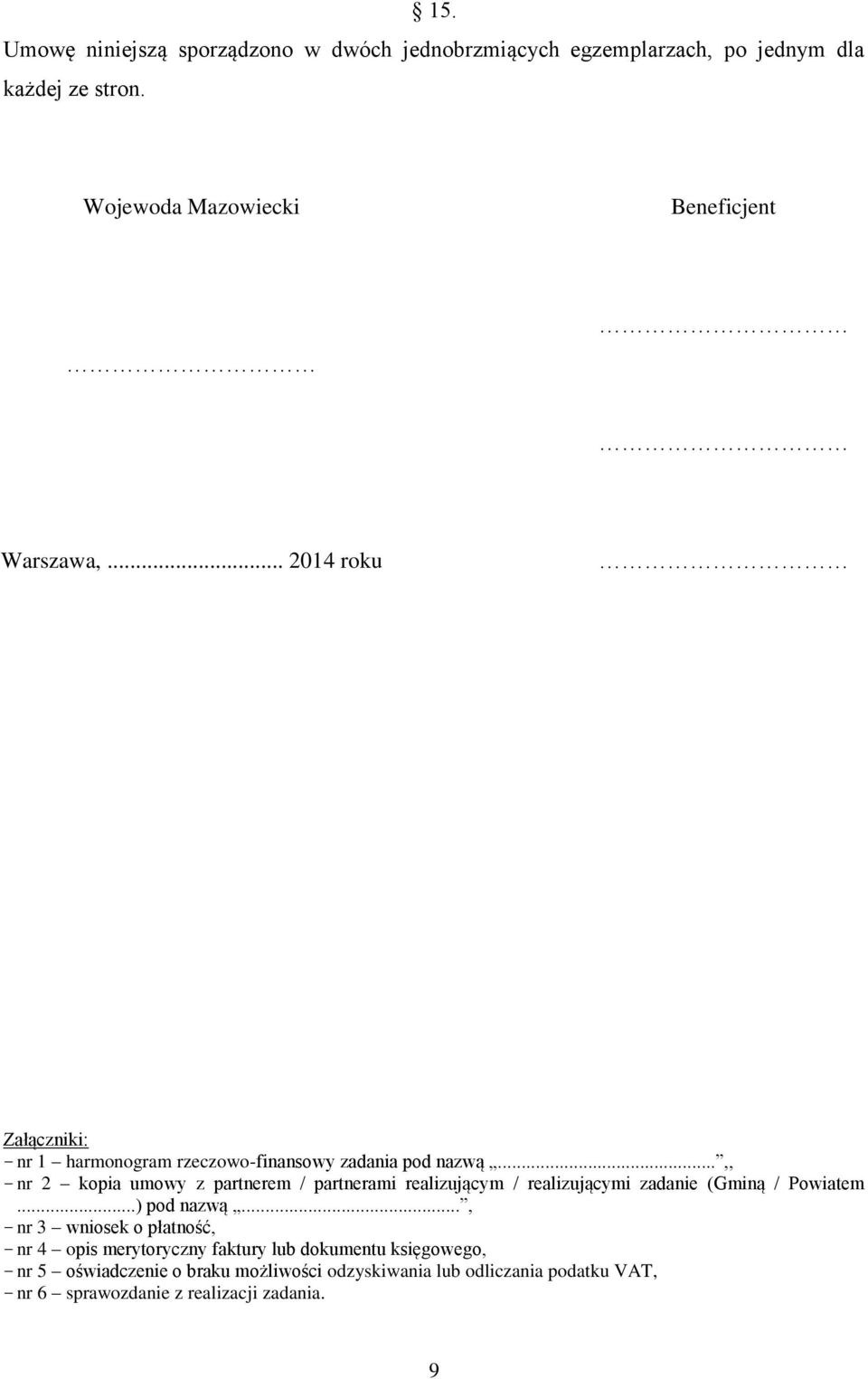 ..,, - nr 2 kopia umowy z partnerem / partnerami realizującym / realizującymi zadanie (Gminą / Powiatem...) pod nazwą.