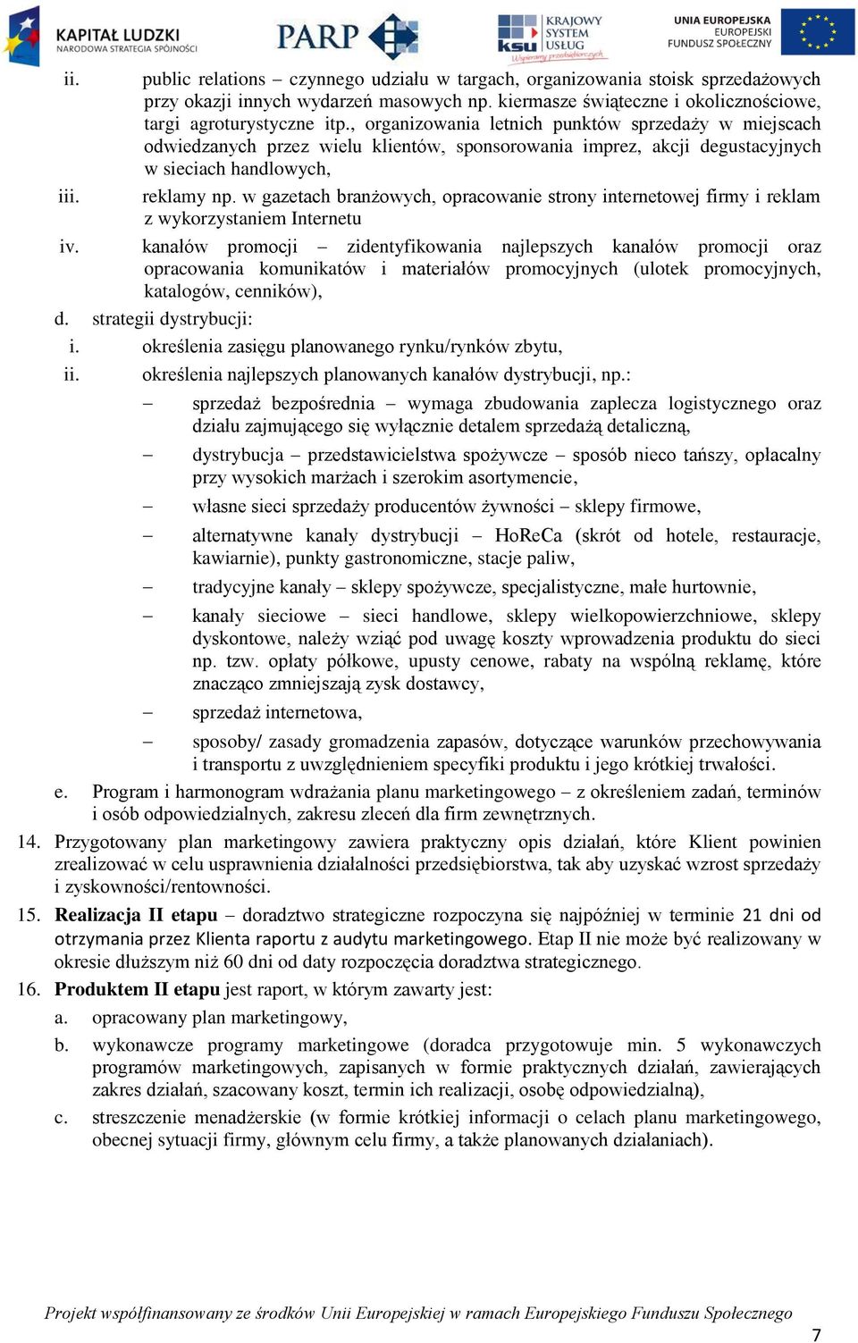 w gazetach branżowych, opracowanie strony internetowej firmy i reklam z wykorzystaniem Internetu iv.
