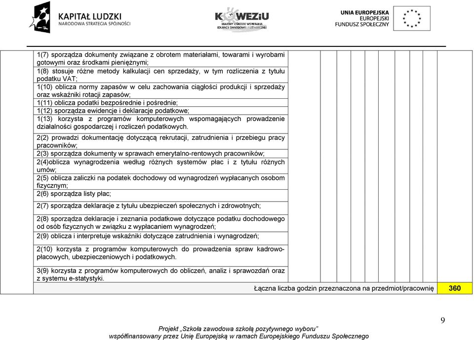 deklaracje podatkowe; 1(13) korzysta z programów komputerowych wspomagających prowadzenie działalności gospodarczej i rozliczeń podatkowych.