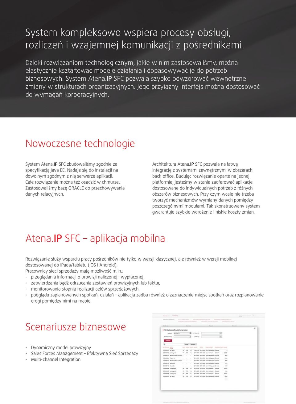 IP SFC pozwala szybko odwzorować wewnętrzne zmiany w strukturach organizacyjnych. Jego przyjazny interfejs można dostosować do wymagań korporacyjnych. Nowoczesne technologie System Atena.