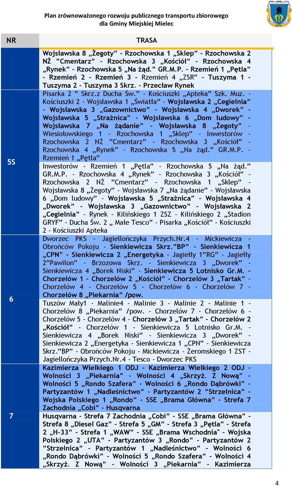 - Kościuszki 2 - Wojsławska 1 Światła - Wojsławska 2 Cegielnia - Wojsławska 3 Gazownictwo - Wojsławska 4 Dworek - Wojsławska 5 Strażnica - Wojsławska 6 Dom ludowy - Wojsławska 7 Na żądanie -