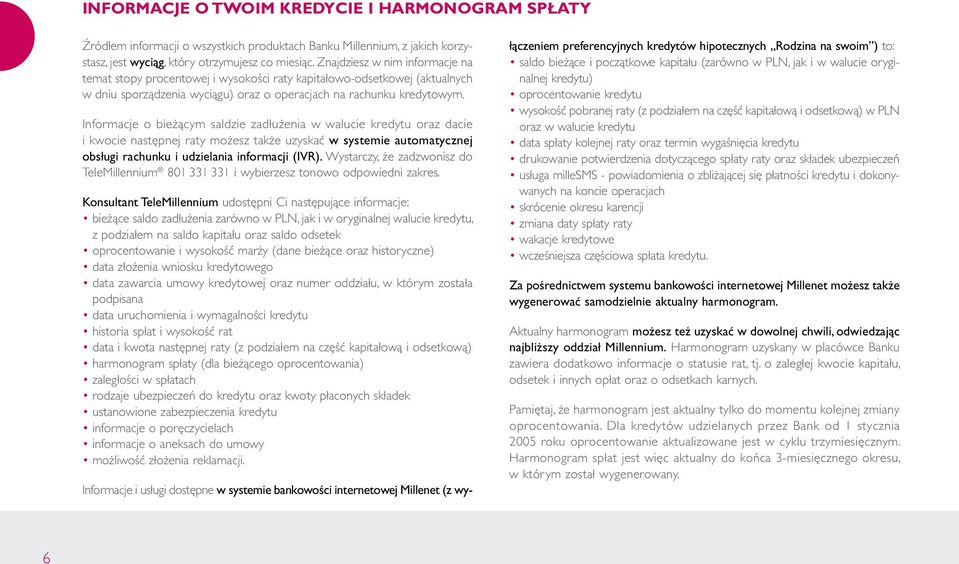 Informacje o bieżącym saldzie zadłużenia w walucie kredytu oraz dacie i kwocie następnej raty możesz także uzyskać w systemie automatycznej obsługi rachunku i udzielania informacji (IVR).