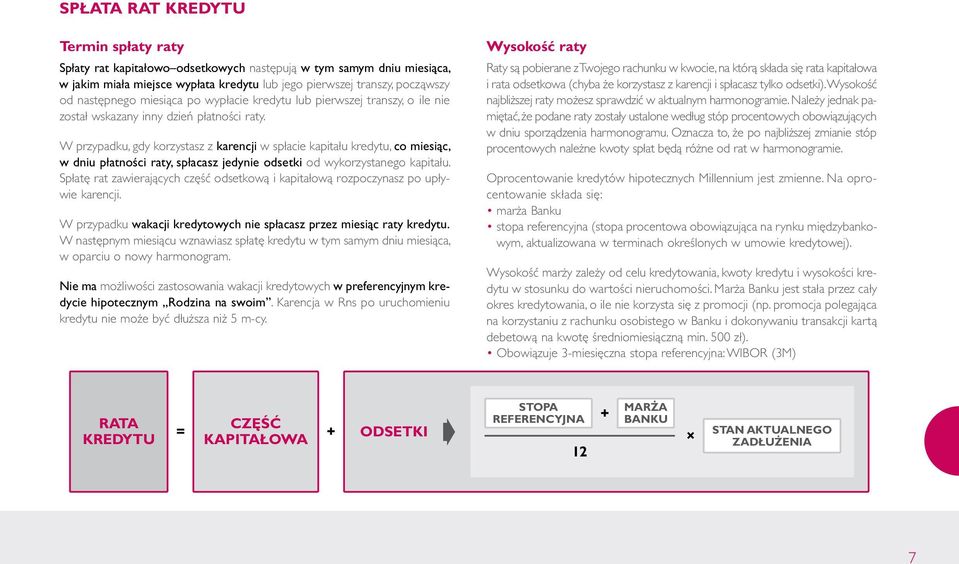 W przypadku, gdy korzystasz z karencji w spłacie kapitału kredytu, co miesiąc, w dniu płatności raty, spłacasz jedynie odsetki od wykorzystanego kapitału.