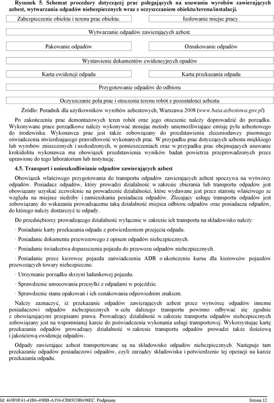 Pakowanie odpadów Oznakowanie odpadów Wystawienie dokumentów ewidencyjnych opadów Karta ewidencji odpadu Karta przekazania odpadu Przygotowanie odpadów do odbioru Oczyszczanie pola prac i otoczenia