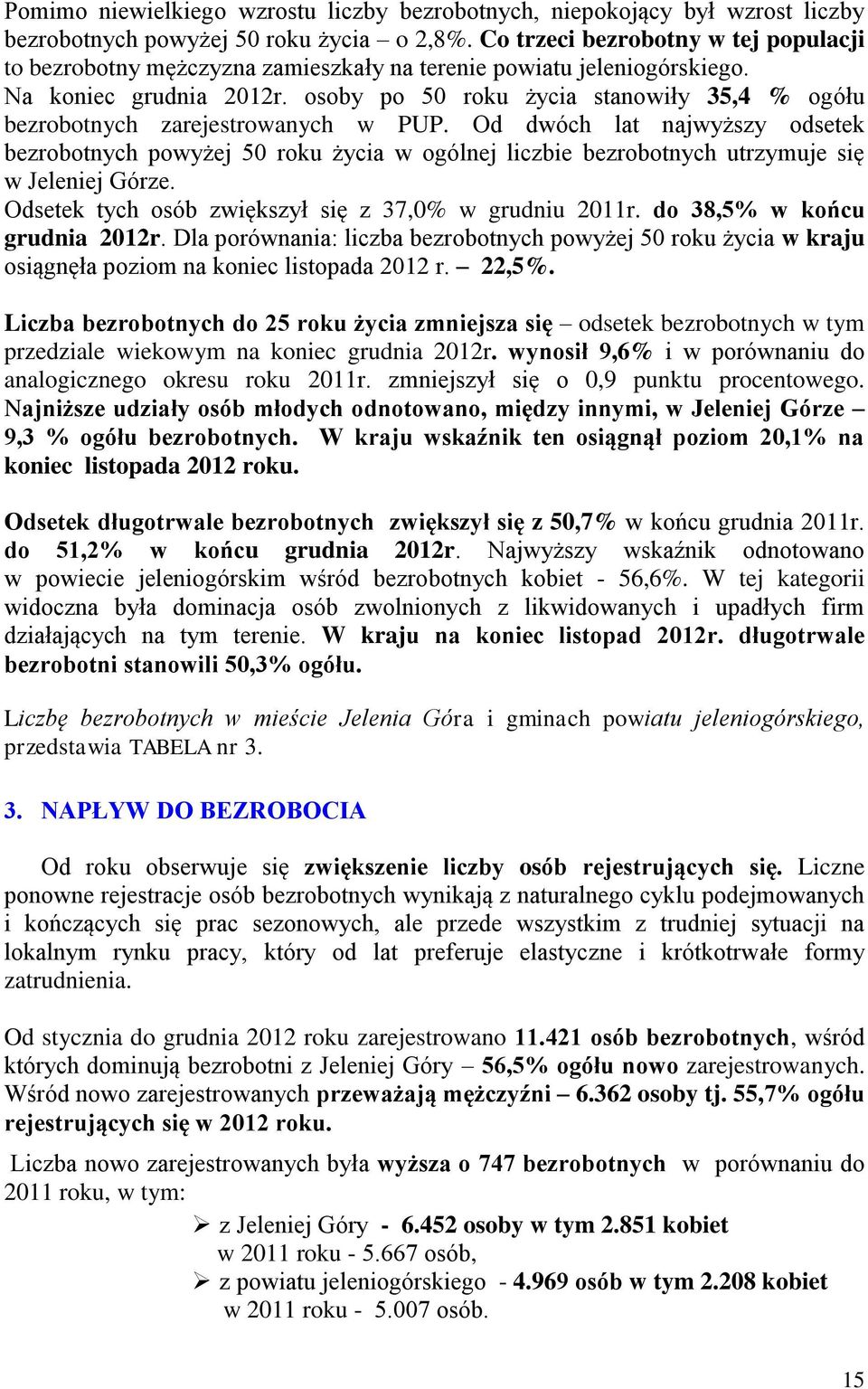 osoby po 50 roku życia stanowiły 35,4 % ogółu bezrobotnych zarejestrowanych w PUP.