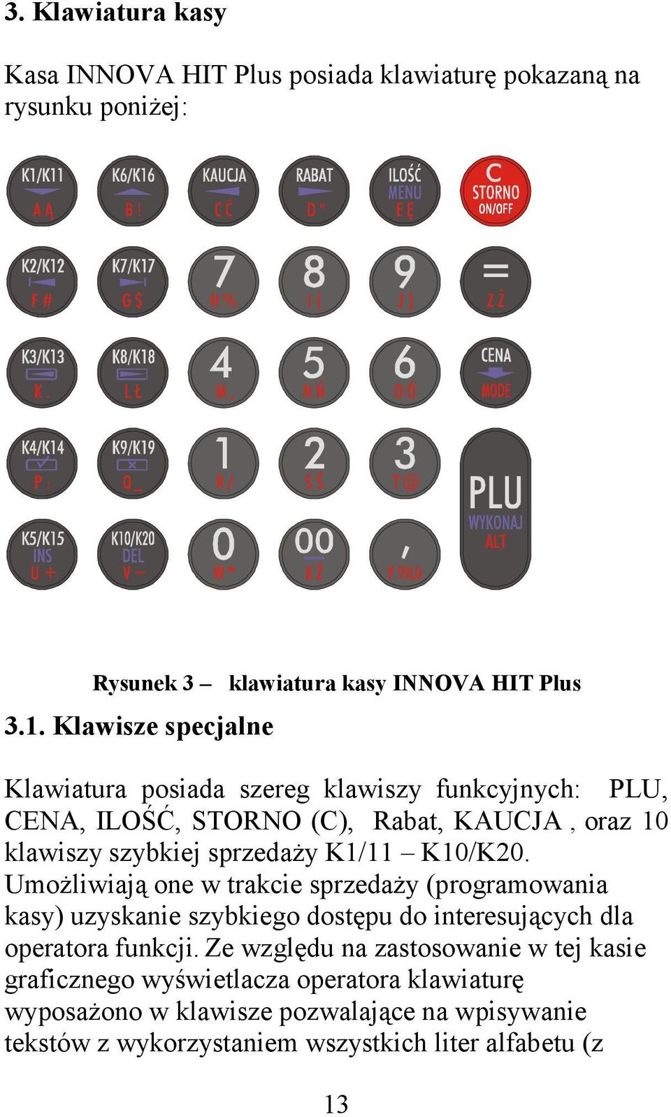 K10/K20. Umożliwiają one w trakcie sprzedaży (programowania kasy) uzyskanie szybkiego dostępu do interesujących dla operatora funkcji.